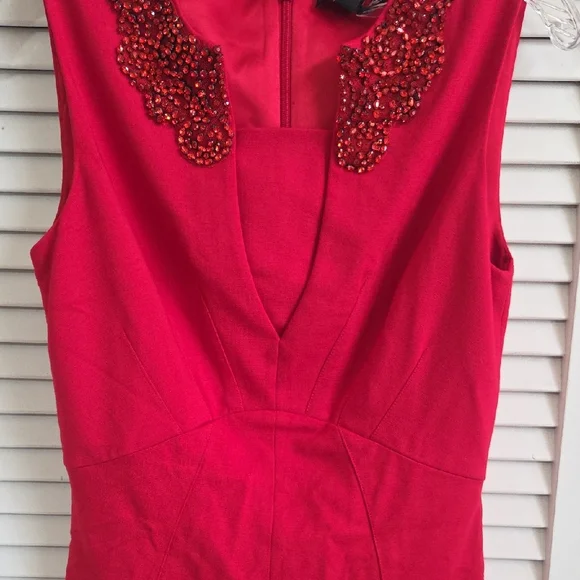 Ted Baker Red Sheath Mini Dress V-neck Sleeveless - Picture 3 of 7